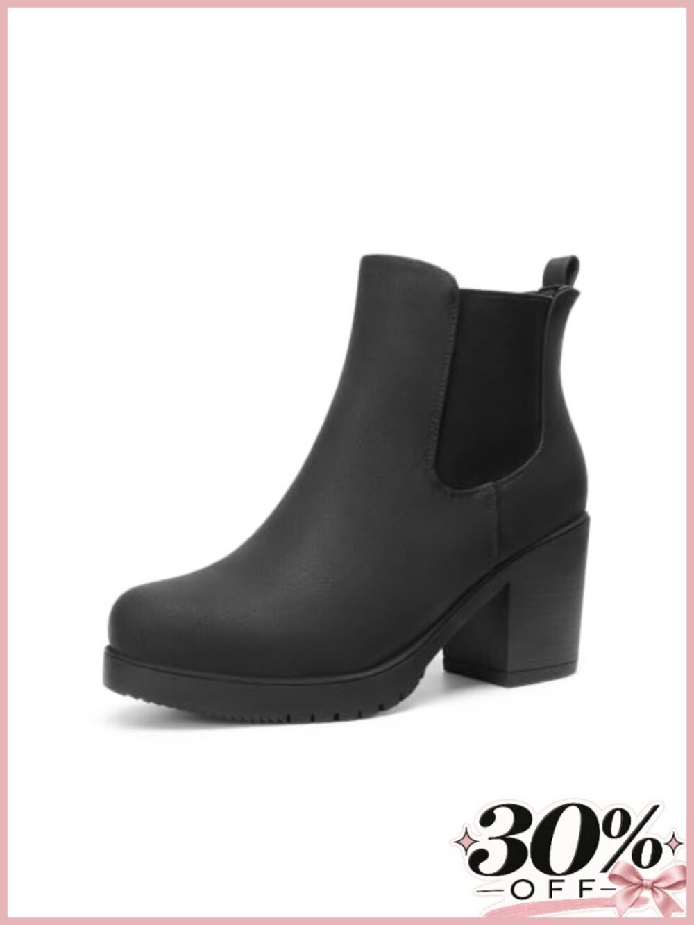 Chelsea Ankle Boots Faux Suede Chunky Block Heel Fall Winter Women's Booties